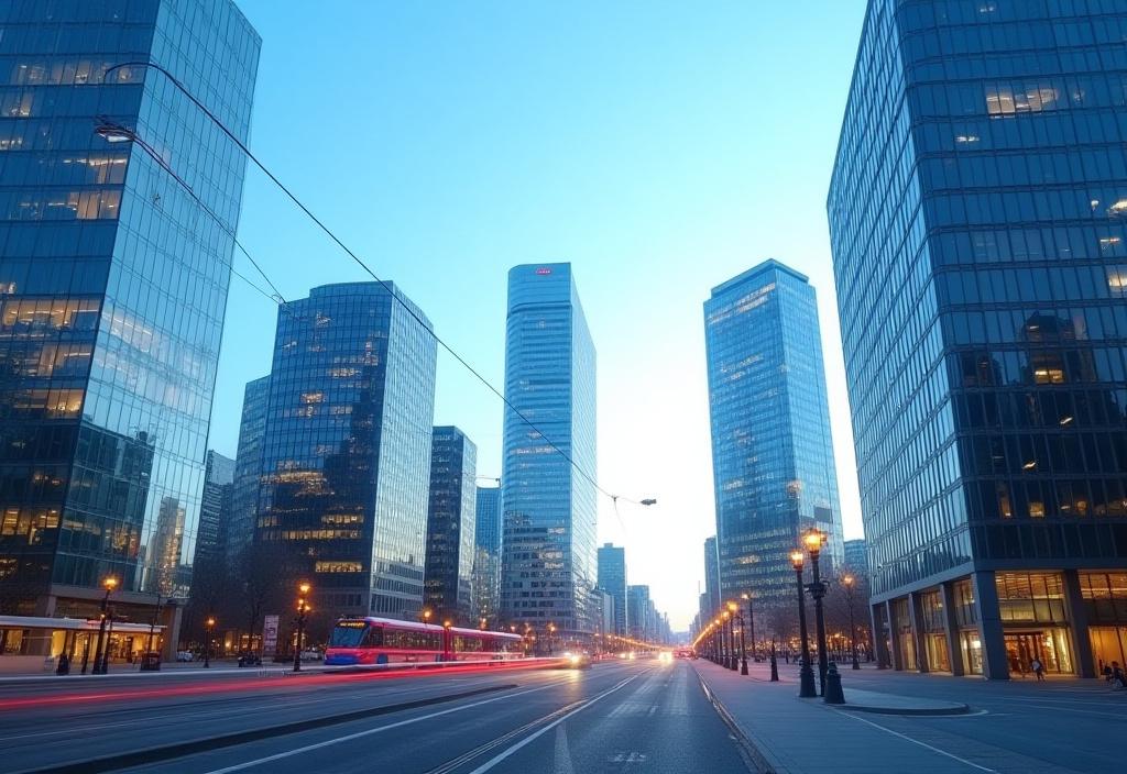 Modern office building in Dublin's business district, representing corporate growth.